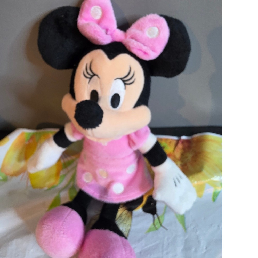 Disney Minnie Mouse Plush Pink Polka Dot Dress Stuffed Animal 8 Inch